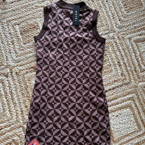 Motel Dewel Geo Knit Coffe Brown Dress